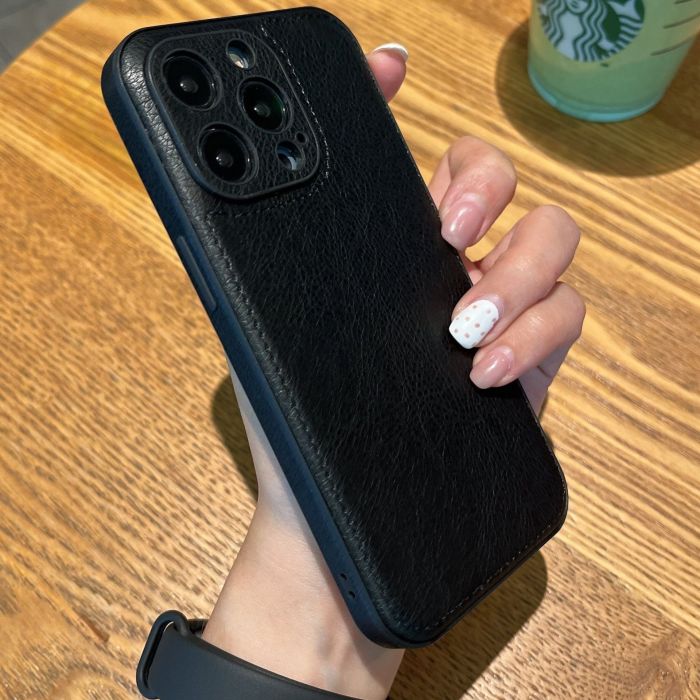 For iPhone 16 Pro Max 15 14 13 12 11 XR XS Phone Cover Leather Pattern Business Case Shockproof Cover