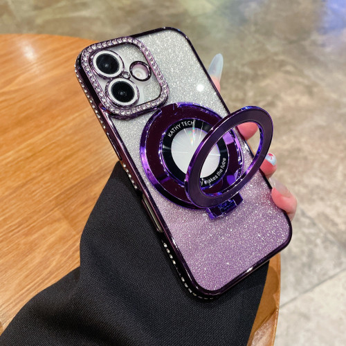 For iPhone 17 AIR 17 16 Pro Max 15 14 13 12 11 XR XS Phone Cover Glitter Magnetic Bracket Shockproof Cover