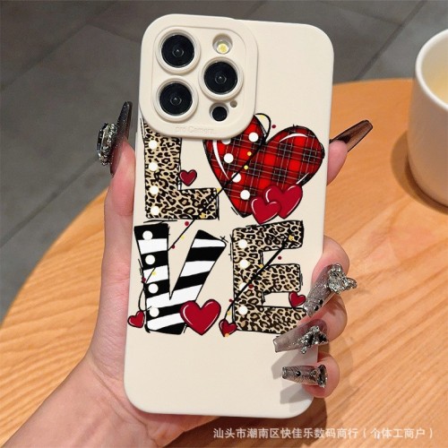 Copy For iPhone 16 Pro Max 15 14 13 12 11 XR XS Phone Case Love Hear Art Fashion Case Shockproof Cover