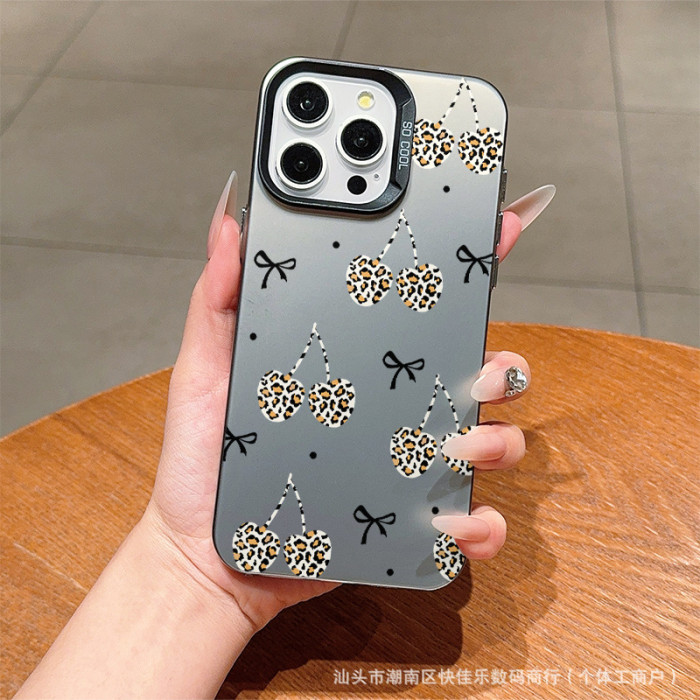 For iPhone 16 Pro Max 15 14 13 12 11 XR XS Phone Cover Full Screen Cherry Trendy Fashion Case