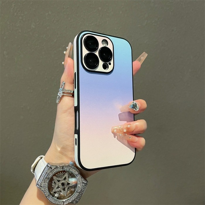 For iPhone 16 Pro Max 15 14 13 12 11 Phone Cover Gradient Lens Protector Case  Shockproof Cover