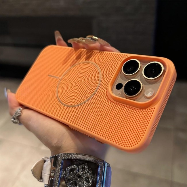 For iPhone 16 Pro Max 15 14 13 12 11 XR XS Phone Cover Heat Dissipation Magnetic Hollow Breathable Case