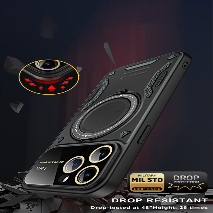For iPhone 17 Air 17 16 Pro Max 15 14 13 12 Phone Cover Rotating Bracket Magnetic Shockproof Cover
