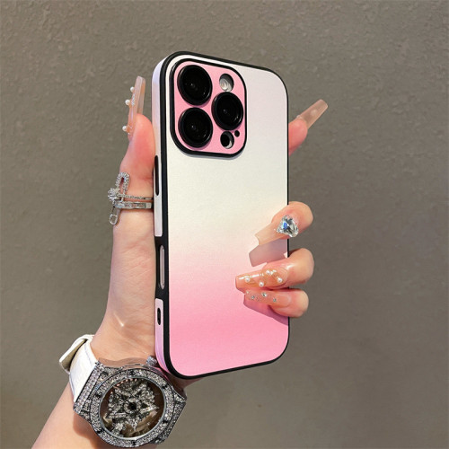 For iPhone 16 Pro Max 15 14 13 12 11 Phone Cover Gradient Lens Protector Case  Shockproof Cover