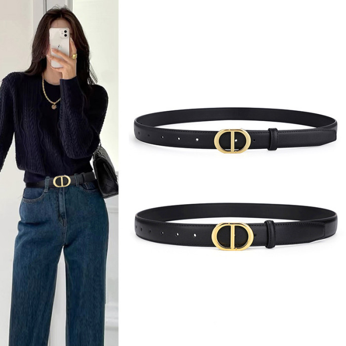 Genuine Leather Belts Jeans Suits Dresses Business Casual Versatile Trendy Black Khaki Caramel