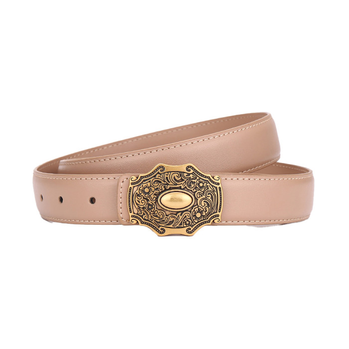 Genuine Leather Belts Jeans Dresses Suits Bird Motif Black Brown Gold Business Casual Versatile Trendy