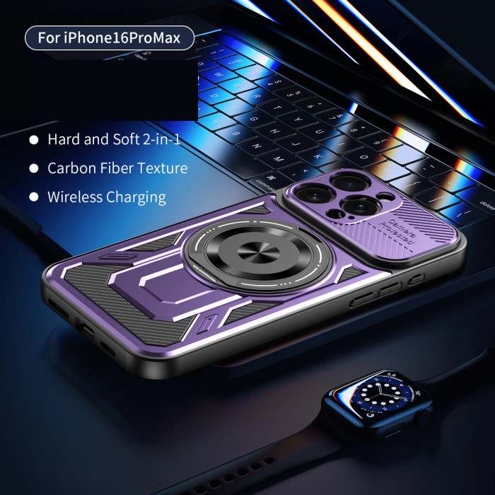 For iPhone 17 AIR 17 16 Pro Max 15 14 13 12 11 Phone Cover Bracket Magnetic Case Shockproof Cover