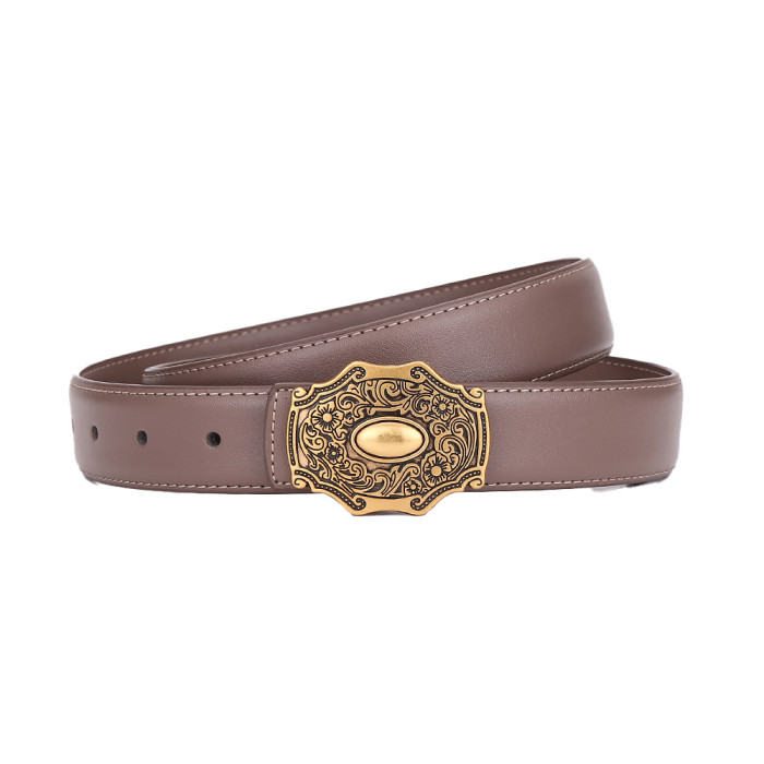 Genuine Leather Belts Jeans Dresses Suits Bird Motif Black Brown Gold Business Casual Versatile Trendy