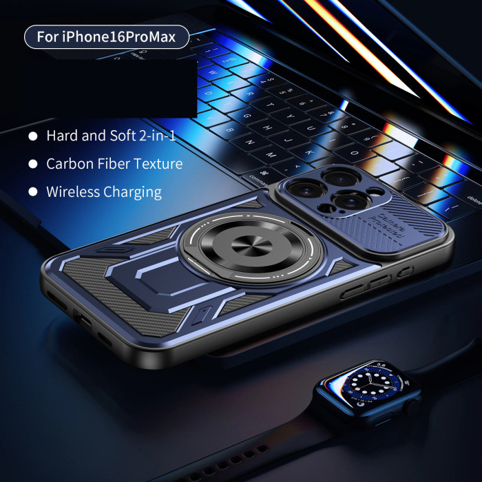 For iPhone 17 AIR 17 16 Pro Max 15 14 13 12 11 Phone Cover Bracket Magnetic Case Shockproof Cover