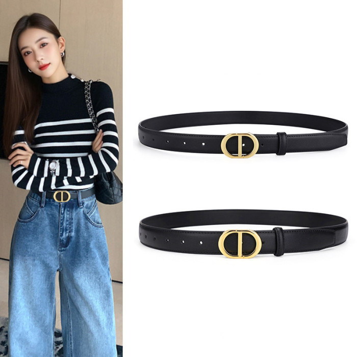 Genuine Leather Belts Jeans Suits Dresses Business Casual Versatile Trendy Black Khaki Caramel