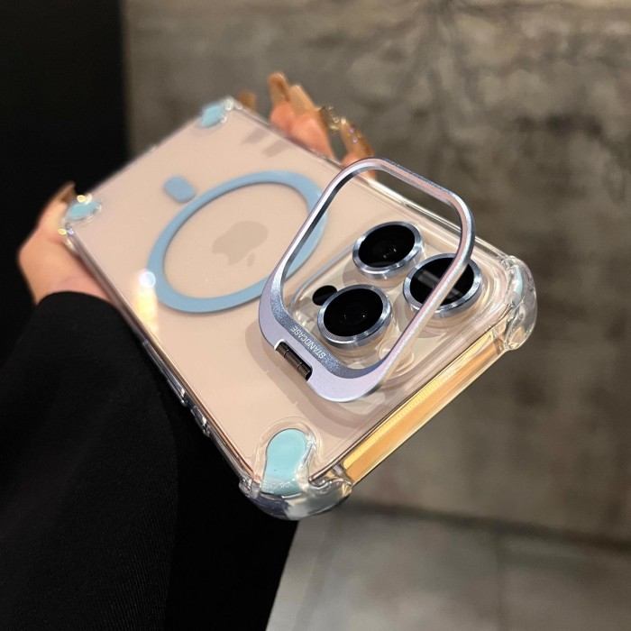 For iPhone 17 Air 17 16 Pro Max 15 14 13 12 11 Phone Cover Metal Lens Holder Magnetic