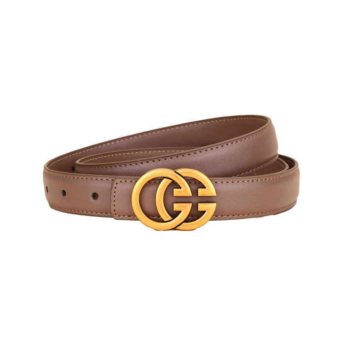 Genuine Leather Belts Gold Letter Pattern Black Brown Khaki Business Casual Versatile Trendy