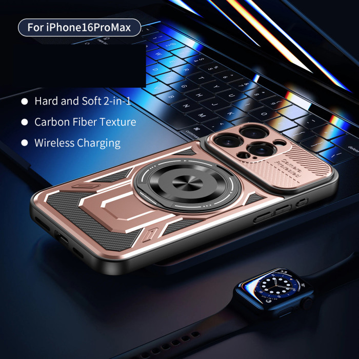 For iPhone 17 AIR 17 16 Pro Max 15 14 13 12 11 Phone Cover Bracket Magnetic Case Shockproof Cover