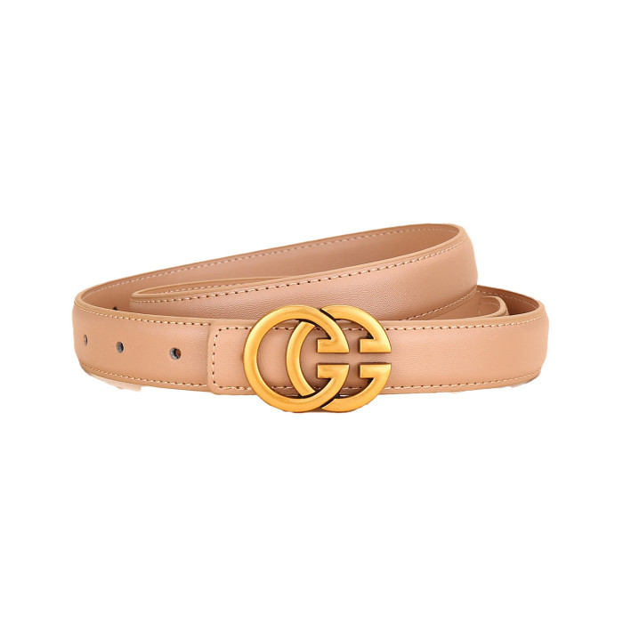 Genuine Leather Belts Gold Letter Pattern Black Brown Khaki Business Casual Versatile Trendy