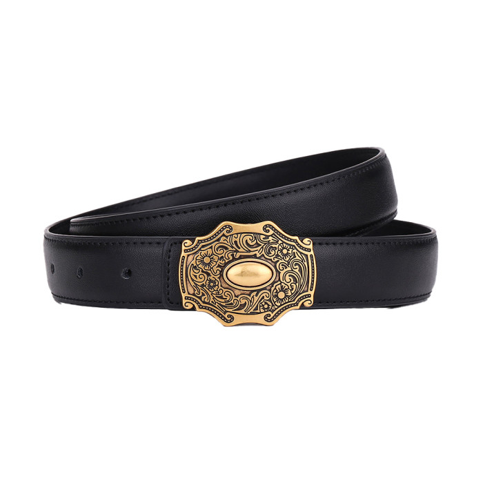 Genuine Leather Belts Jeans Dresses Suits Bird Motif Black Brown Gold Business Casual Versatile Trendy