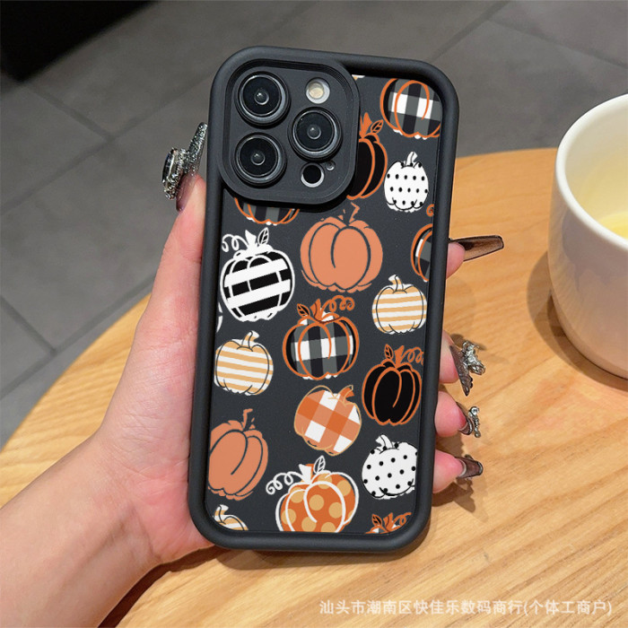 For iPhone 16 Pro Max 15 14 13 12 11 8 7 XR XS Phone Case Pumpkin Ghost Halloween