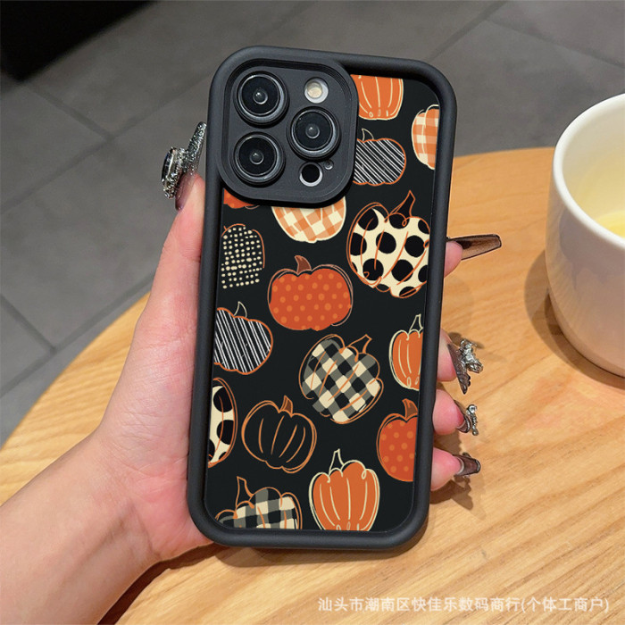 For iPhone 16 Pro Max 15 14 13 12 11 8 7 XR XS Phone Case Pumpkin Ghost Halloween