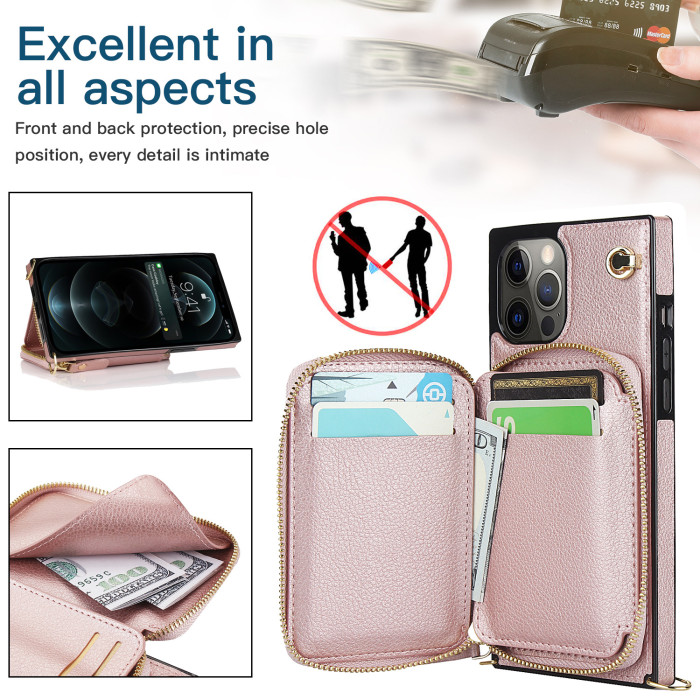 For iPhone 16 15 14 Pro Max Plus 13 12 11 8 Shockproof case Leather Wallet Phone Case