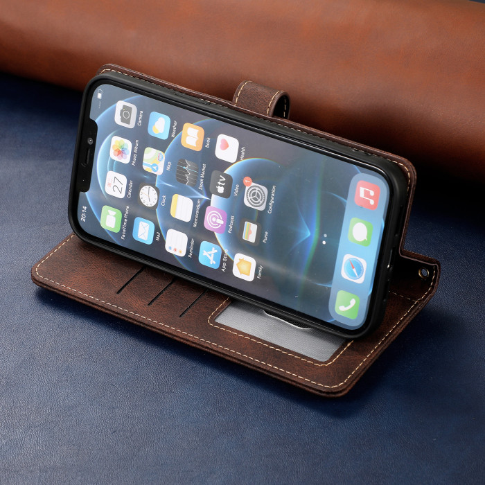 Leather Wallet Phone Case for Apple iPhone 16 15 14 13 12 11 7 8 12/13 MINI XR XS