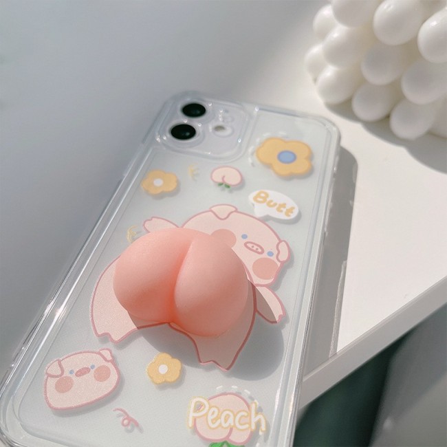For iPhone 11/12/13/14/16/15/13 Pro Max/XR/XS 3D Pig Butt Phone Case