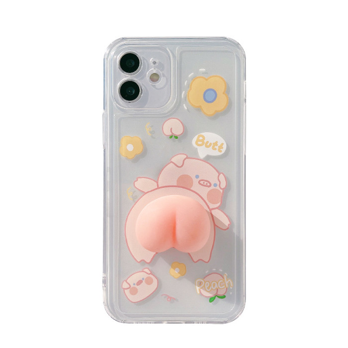 For iPhone 11/12/13/14/16/15/13 Pro Max/XR/XS 3D Pig Butt Phone Case 