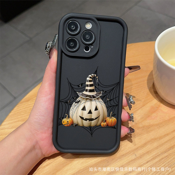 For iPhone 16 Pro Max 15 14 13 12 11 8 7 XR XS Phone Case Pumpkin Ghost Halloween