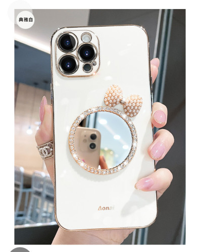 For iPhone SE/6/7/8/11/12/13/14/15/16/X/XS/XR Plated Mirror Protective Cover Phone Case