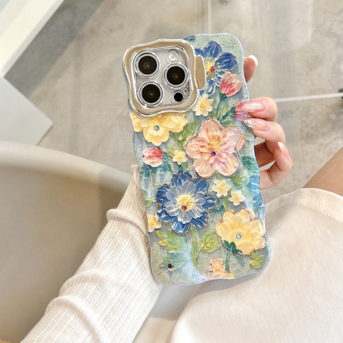 Glitter Stand & Lens Protection Phone Case for iPhone 16 Pro Max/14/13 Full Coverage Blue Light Case with Precise Camera Cutout