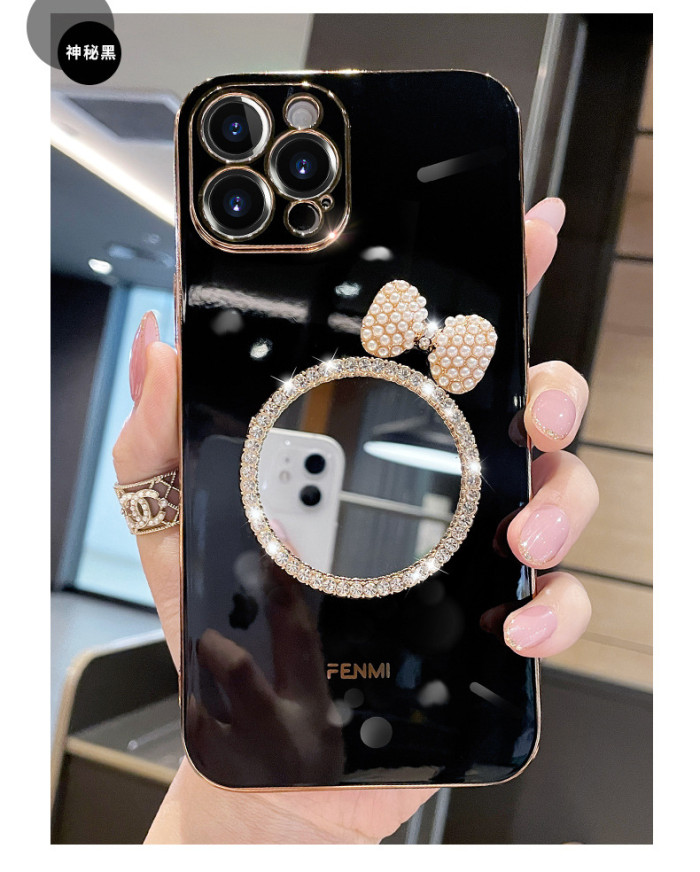 For iPhone SE/6/7/8/11/12/13/14/15/16/X/XS/XR Plated Mirror Protective Cover Phone Case