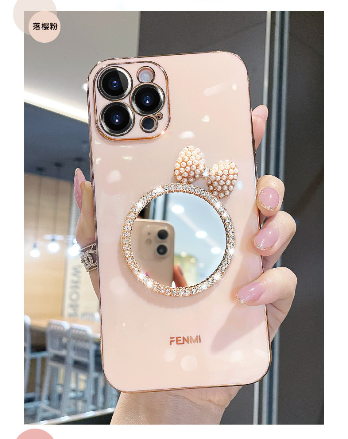 For iPhone SE/6/7/8/11/12/13/14/15/16/X/XS/XR Plated Mirror Protective Cover Phone Case