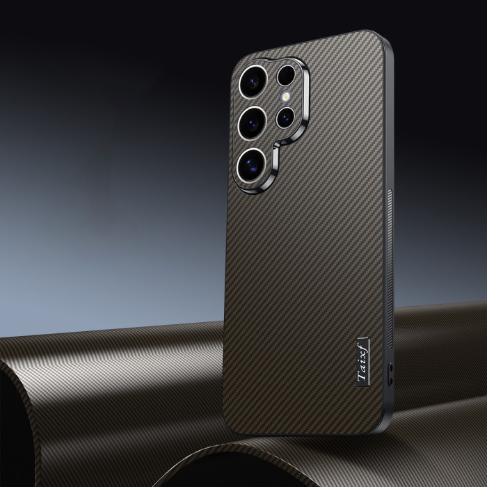 For Samsung S24 / S25 Ultra Matte Carbon Fiber Texture Full Camera Coverage & Shockproof Protection phone case