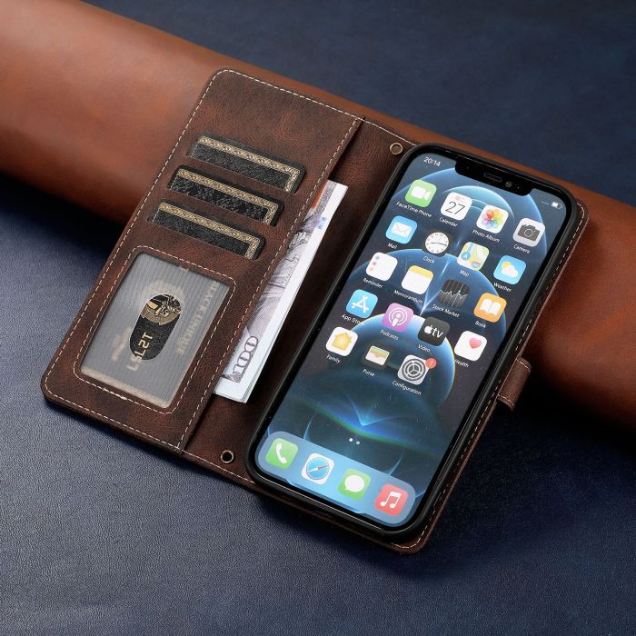 Leather Wallet Phone Case for Apple iPhone 16 15 14 13 12 11 7 8 12/13 MINI XR XS