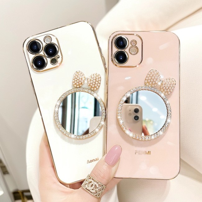 For iPhone SE/6/7/8/11/12/13/14/15/16/X/XS/XR Plated Mirror Protective Cover Phone Case