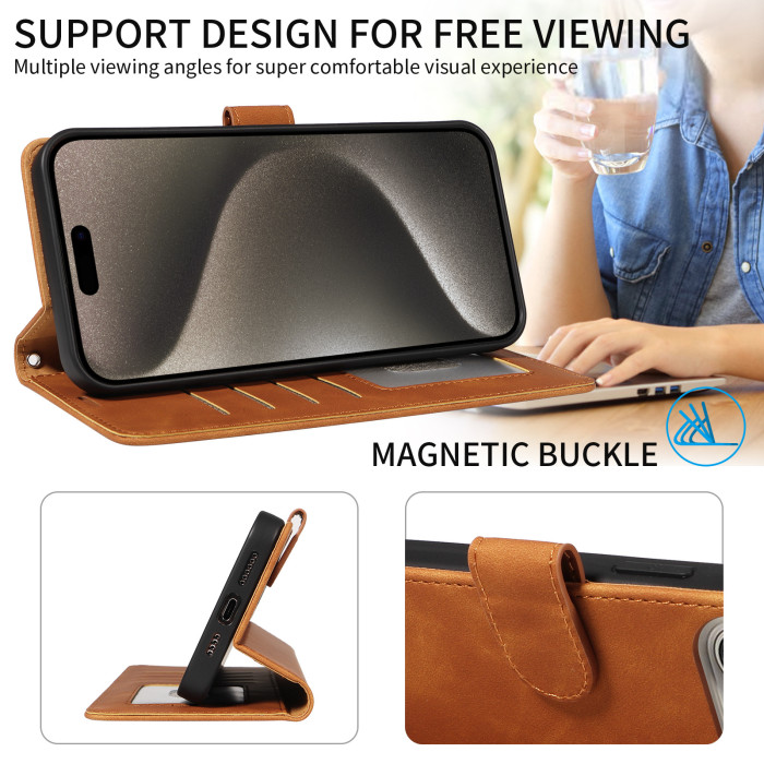 Leather Case For iPhone 16 15 14 13 12 Pro Wallet Phone Cover Card Holder