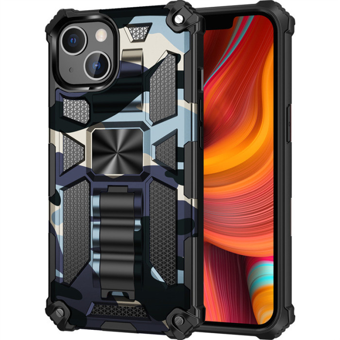 For iPhone 6/7/8/11/12/13/14/15/16/17 Camouflage Armor Phone Case - Shockproof Protective Case with Kickstand