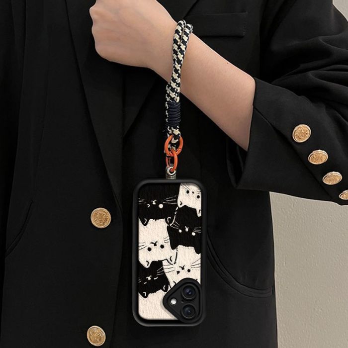 For iPhone 16 Pro Max iPhone16 16plus pro  ProMax Cat Lanyard Phone Case 