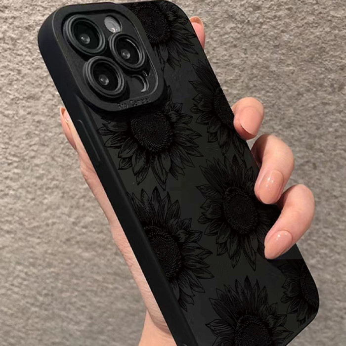 For Apple iPhone 16 15 14 13 12 Pro Max Dark Sunflower Fashion Phone Case