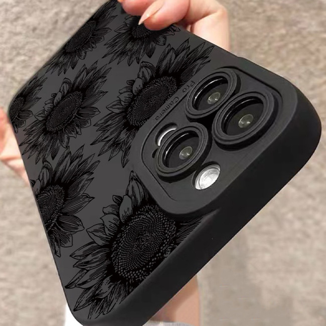 For Apple iPhone 16 15 14 13 12 Pro Max Dark Sunflower Fashion Phone Case
