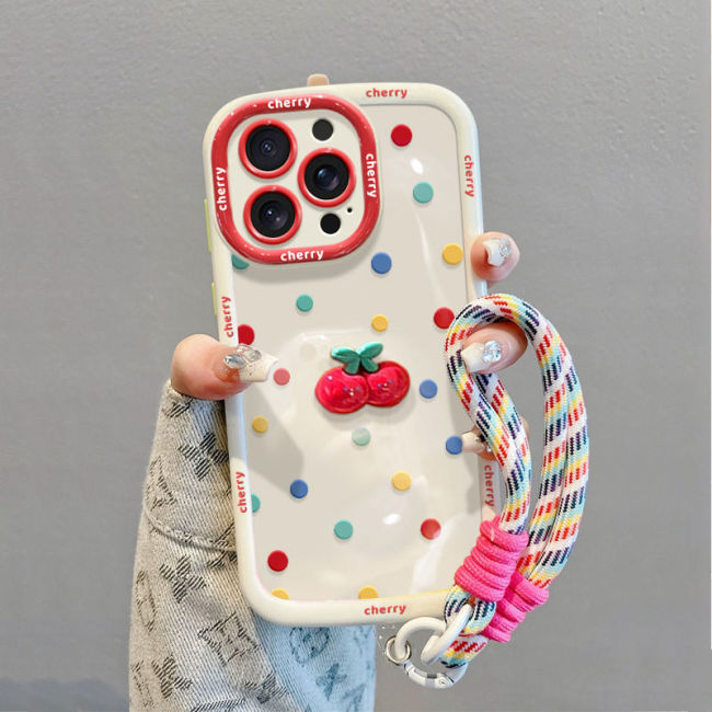 For iPhone 16/15/14/13 12 11 8 7 Pro/Plus/Max Phone Cover Cute Case  w/Lanyard