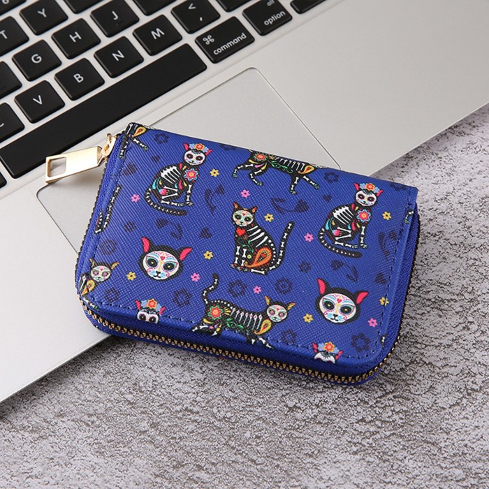Halloween Wallet Card Holder with Gothic Skull Multi-Card Slots and Casual Trendy