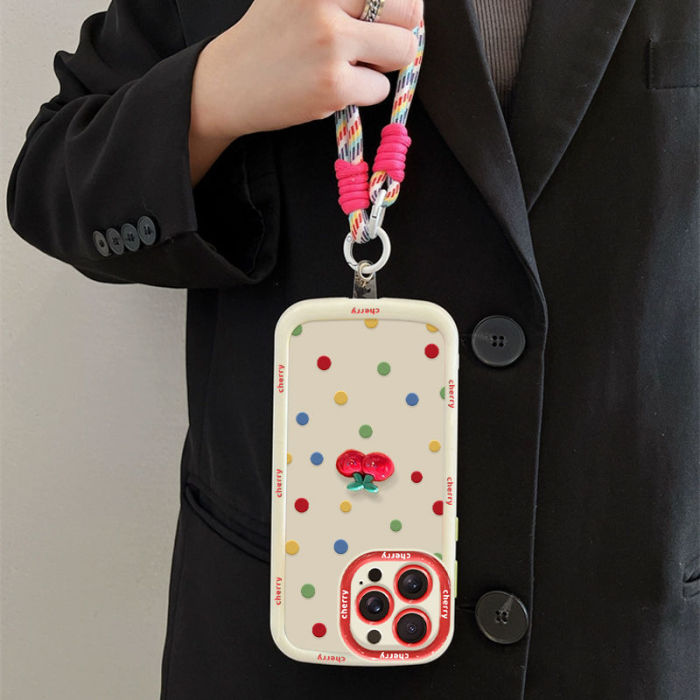 For iPhone 16/15/14/13 12 11 8 7 Pro/Plus/Max Phone Cover Cute Case  w/Lanyard