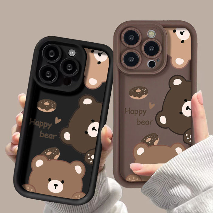 For iPhone 16 15 14 Pro Max 13 11 12 7 8  XR XS Cover Shockproof Cover Cute Bear Phone Case