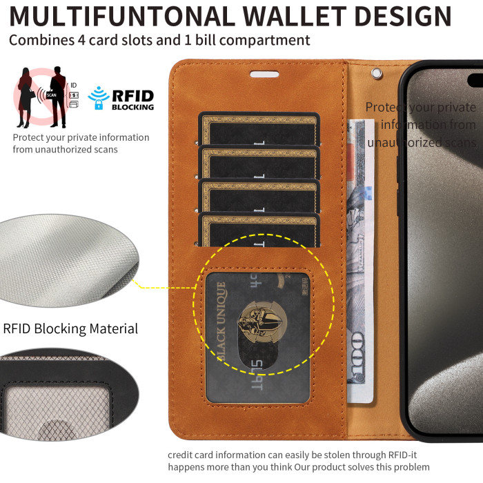 Leather Case For iPhone 16 15 14 13 12 Pro Wallet Phone Cover Card Holder