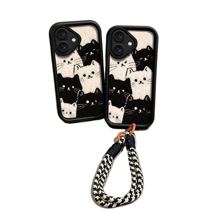 For iPhone 16 Pro Max iPhone16 16plus pro  ProMax Cat Lanyard Phone Case 
