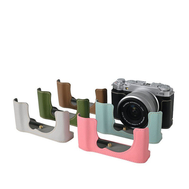 For Fujifilm X-M5: Palm Pattern PU Magnetic Base + Optional V502 Lens Case + V304 Shoulder Strap + V404 Wrist Strap
