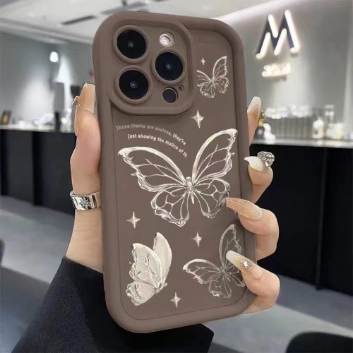 For iPhone 16 15 14 13 12 Pro Max Shockproof Cover Butterfly Pattern Phone Case