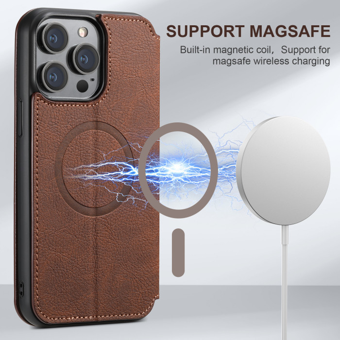 For iPhone 17 air 17 16 15 14 13 12 Pro Max Wallet Magnetic Leather Cover