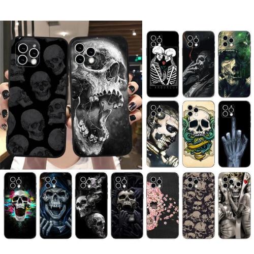 For iPhone 16 Pro Max 15 14 13 12 11 XR XS Phone Cover Skull Skeleton Cool Case Halloween