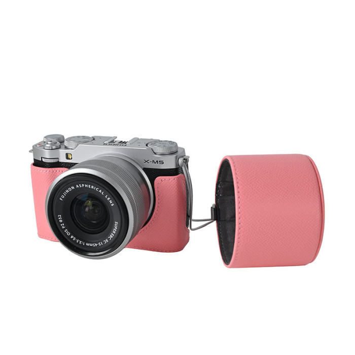 For Fujifilm X-M5: Palm Pattern PU Magnetic Base + Optional V502 Lens Case + V304 Shoulder Strap + V404 Wrist Strap