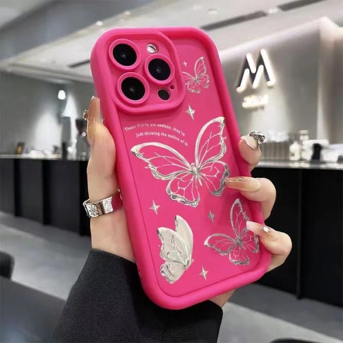 For iPhone 16 15 14 13 12 Pro Max Shockproof Cover Butterfly Pattern Phone Case